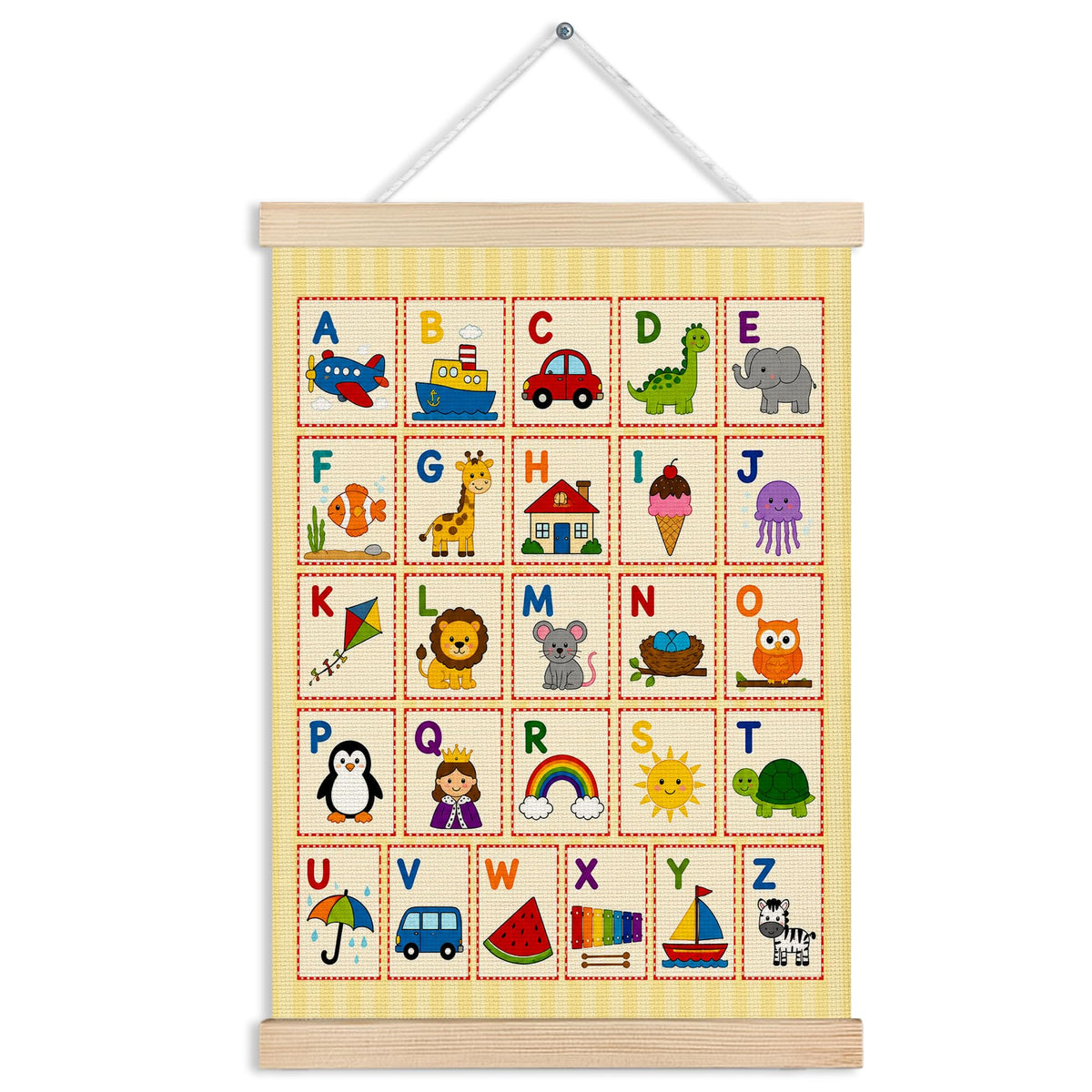 Kids Alphabet Nursery Wall Art Hanging Poster for Classroom 12x16 (Alphabet-2)