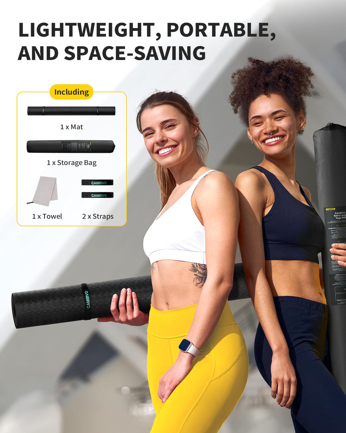 Large Yoga Mat for Men and Women 1 (BLACK / 8mm)