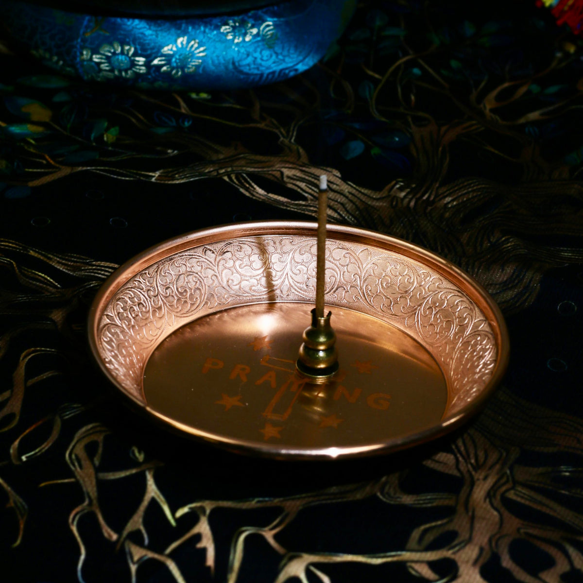 Copper Offering Prayer Ritual Bowl Plate (Praying)