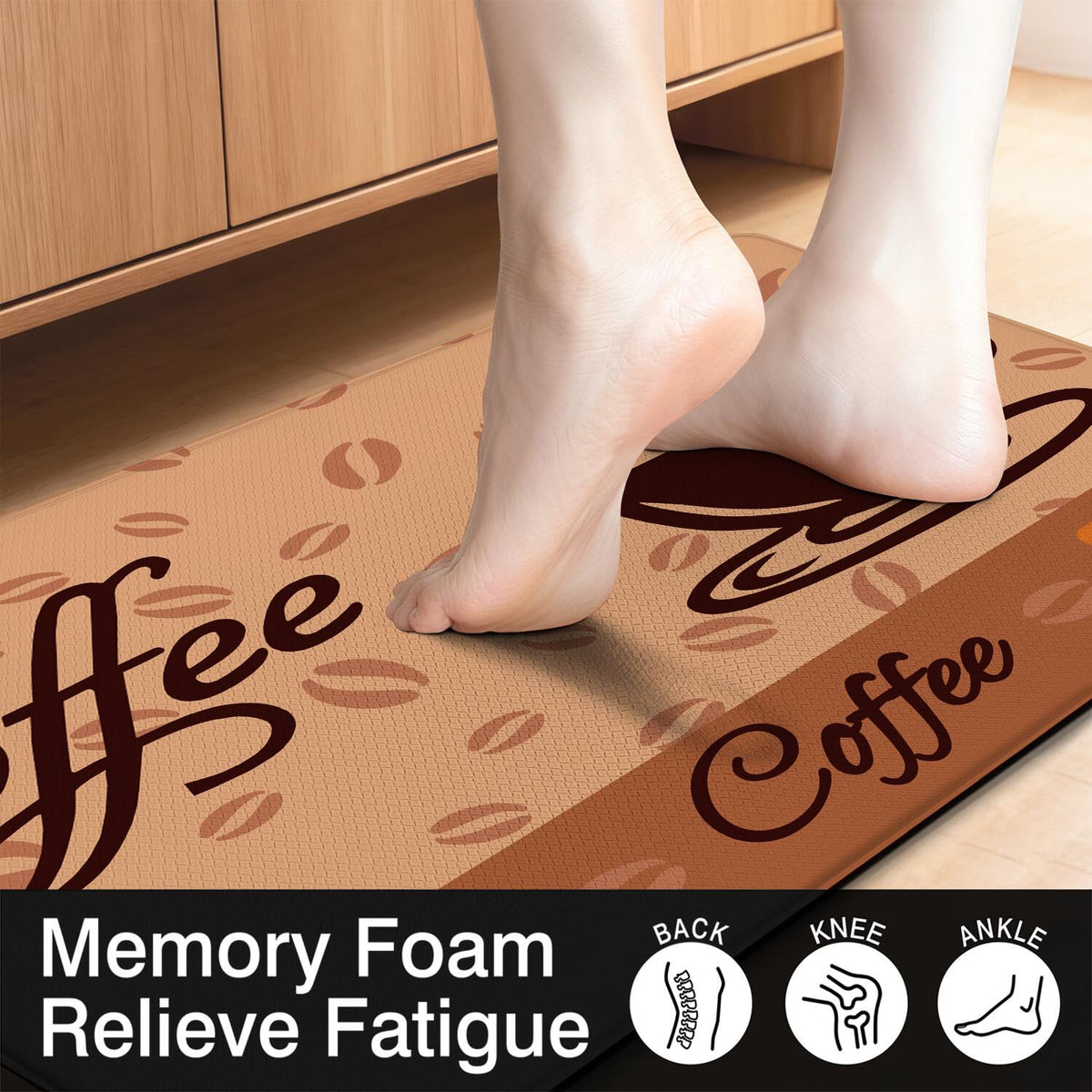 Anti Fatigue Kitchen Rugs Set of 2 (Coffee Brown)