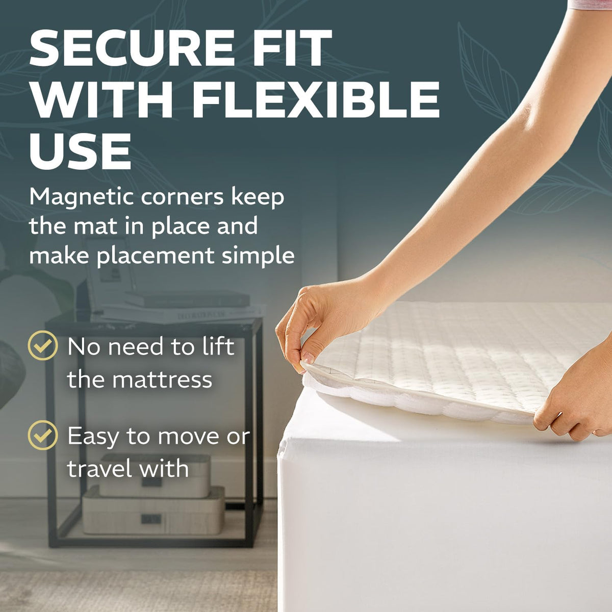 Quilted Cotton Grounding Mat for Bed with Pure Silver Fiber and Magnets (King)