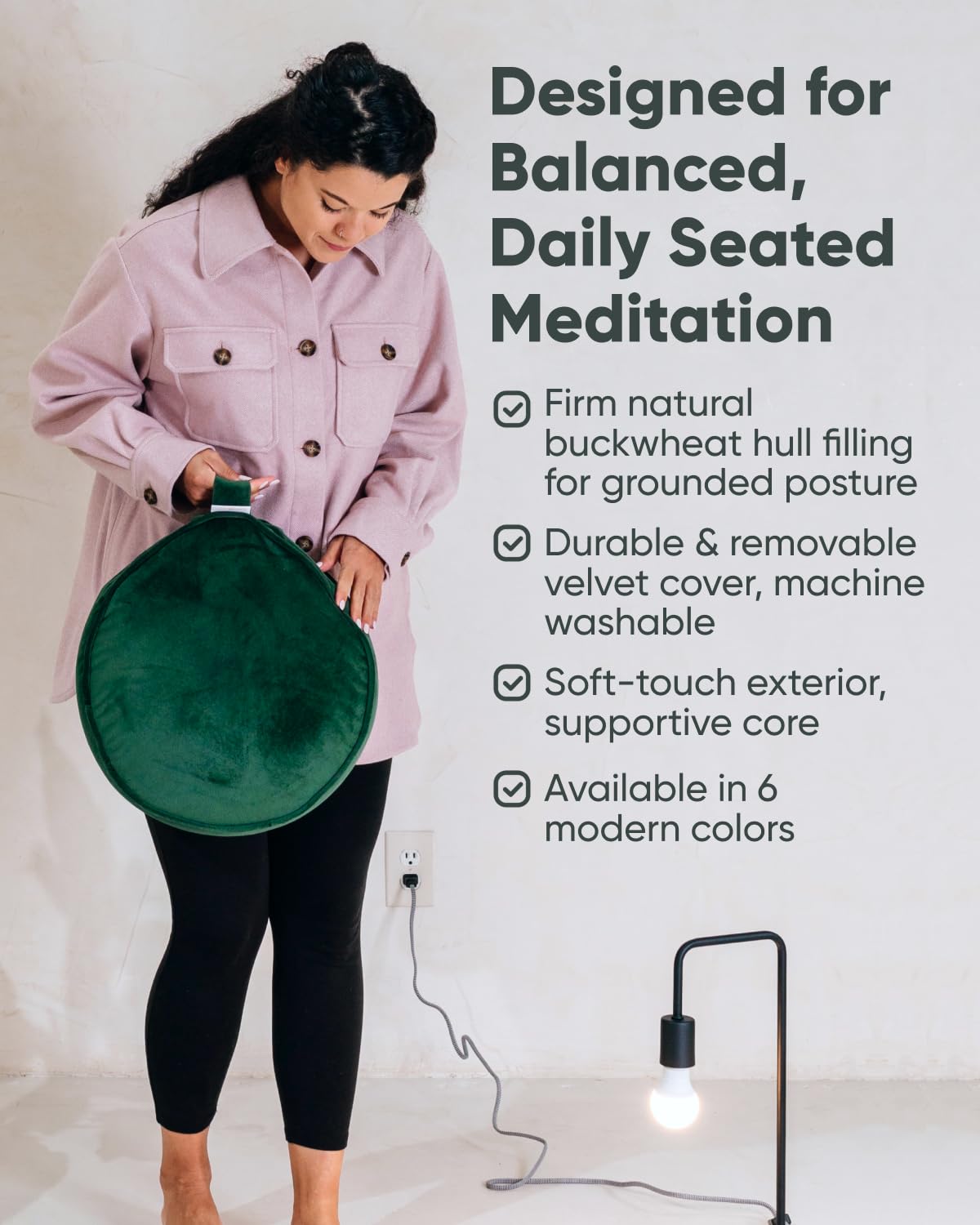 Mindful & Modern Velvet Meditation Cushion (Emerald)