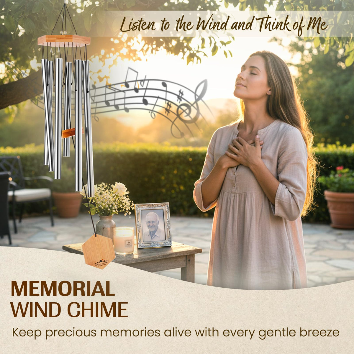 Silver Wind Chimes for Outside (29" Silver)