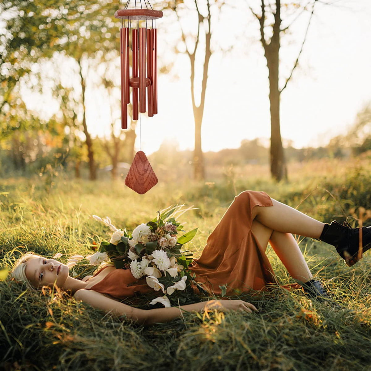 Wind Chimes for Outside 30 inch Red Copper Aluminum Garden Patio Gift Decor (30" / Copper)