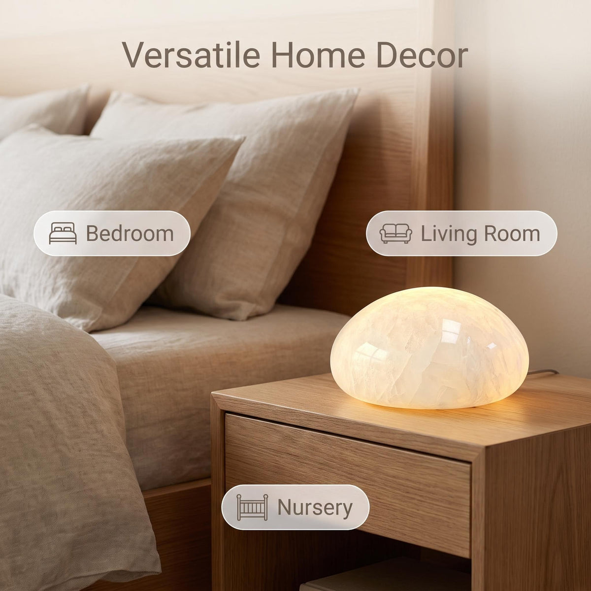 Natural Marble Lamp Cordless Touch Control Night Light 3 (White B)