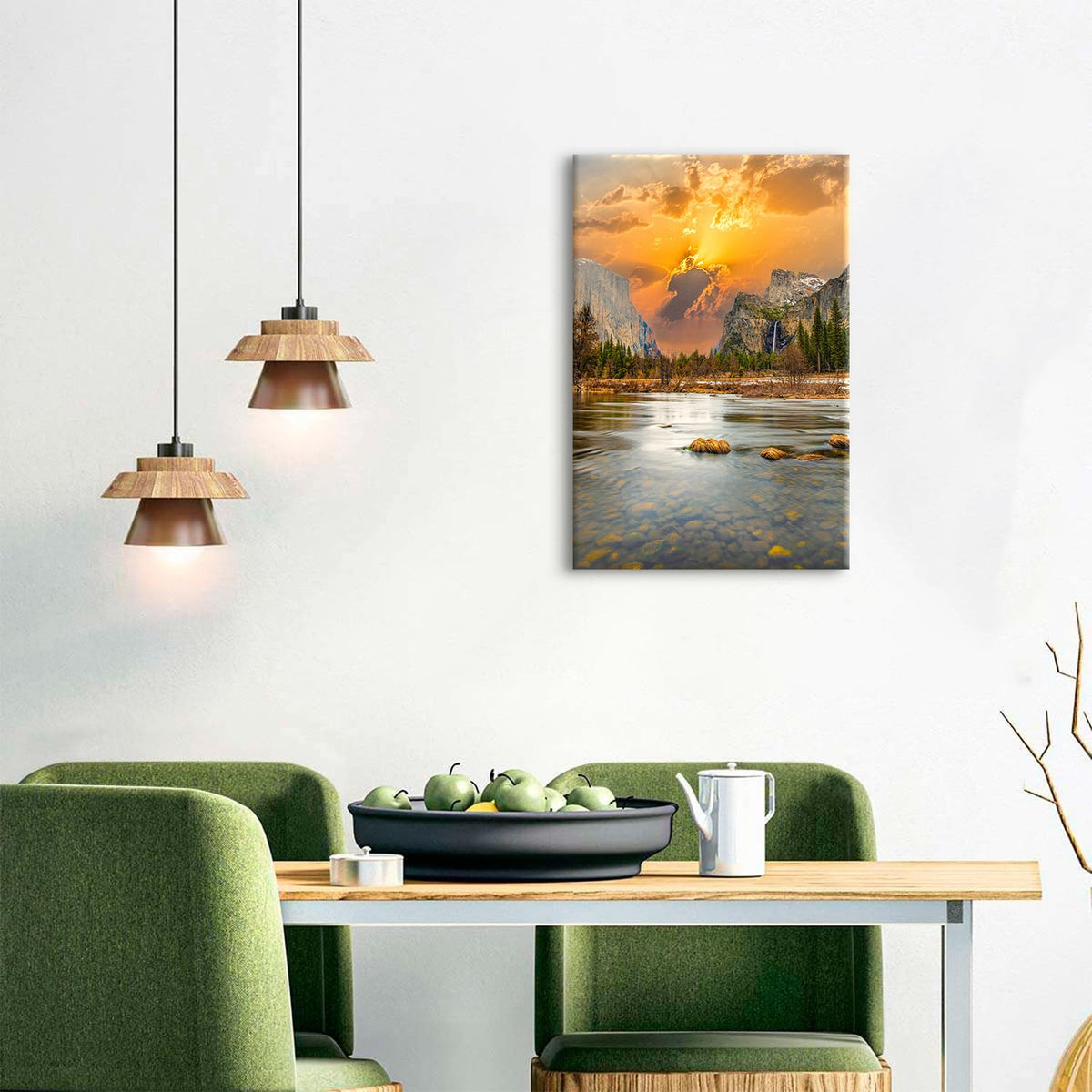 Forest Wall Art Mountain Pictures Wall Decor Sunset American National Park Posters California Landscape Pictures Nature Kings Canyon Lake Artwork for Bathroom Bedroom Home Decorations 16x24" (24"L x 16"W / Yosemite)