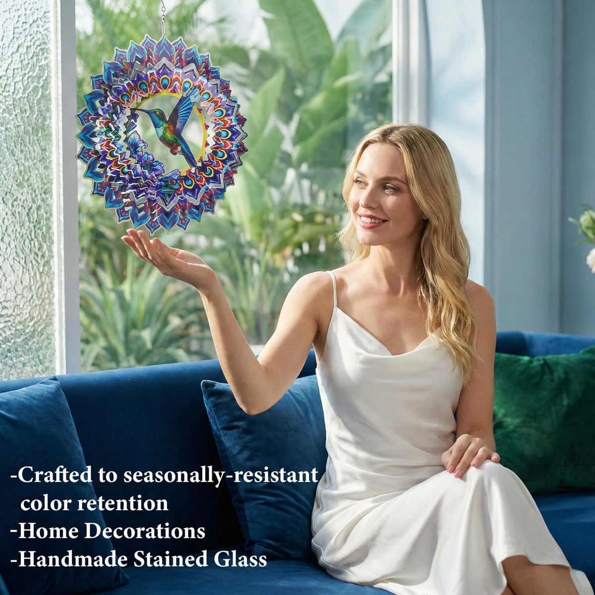 Hummingbird Mandala Wind Spinner (10In-Hummingbird)