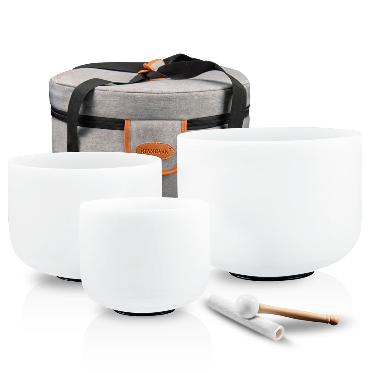 432Hz 6"A 8"F 10"G Crystal Singing Bowl Set of 3 (6-10 Inch / White(A F G))