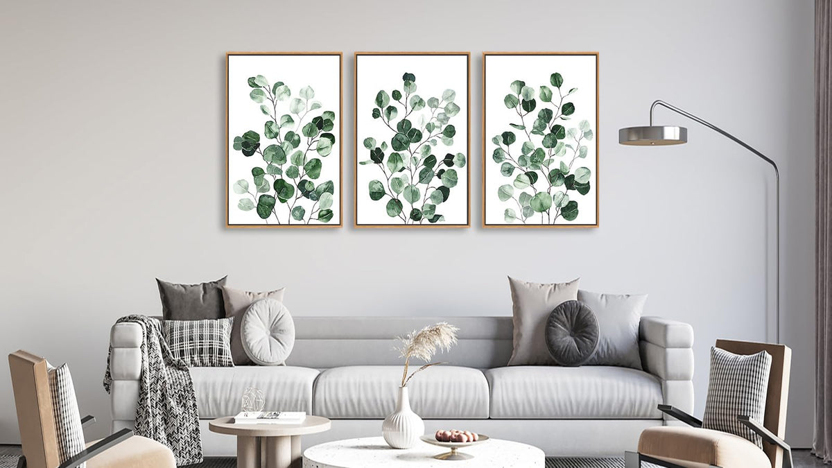 Sage Green Eucalyptus Leaf Framed Wall Art (Green Eucalyptus Leaf / 36"L x 24"W)