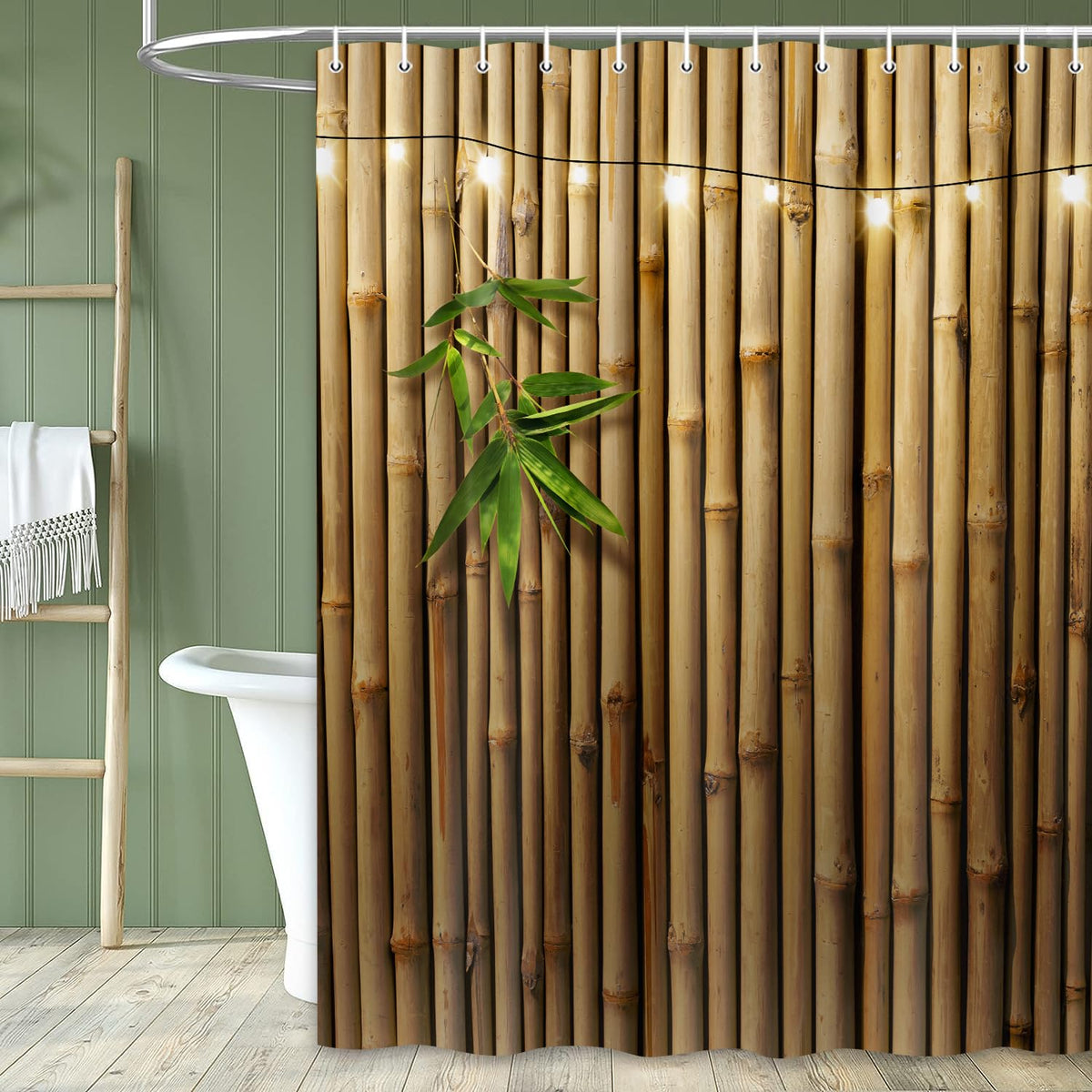 Bamboo Shower Curtain (Brown-02 / 72"W x 84"L (Pack of 1))