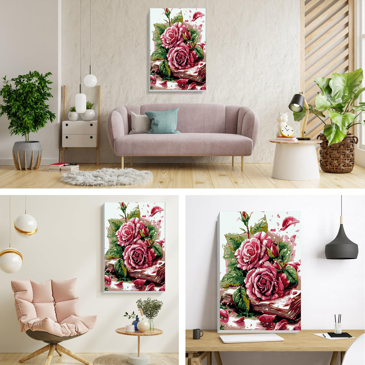 Rose Paint by Numbers Kit for Adults Beginner