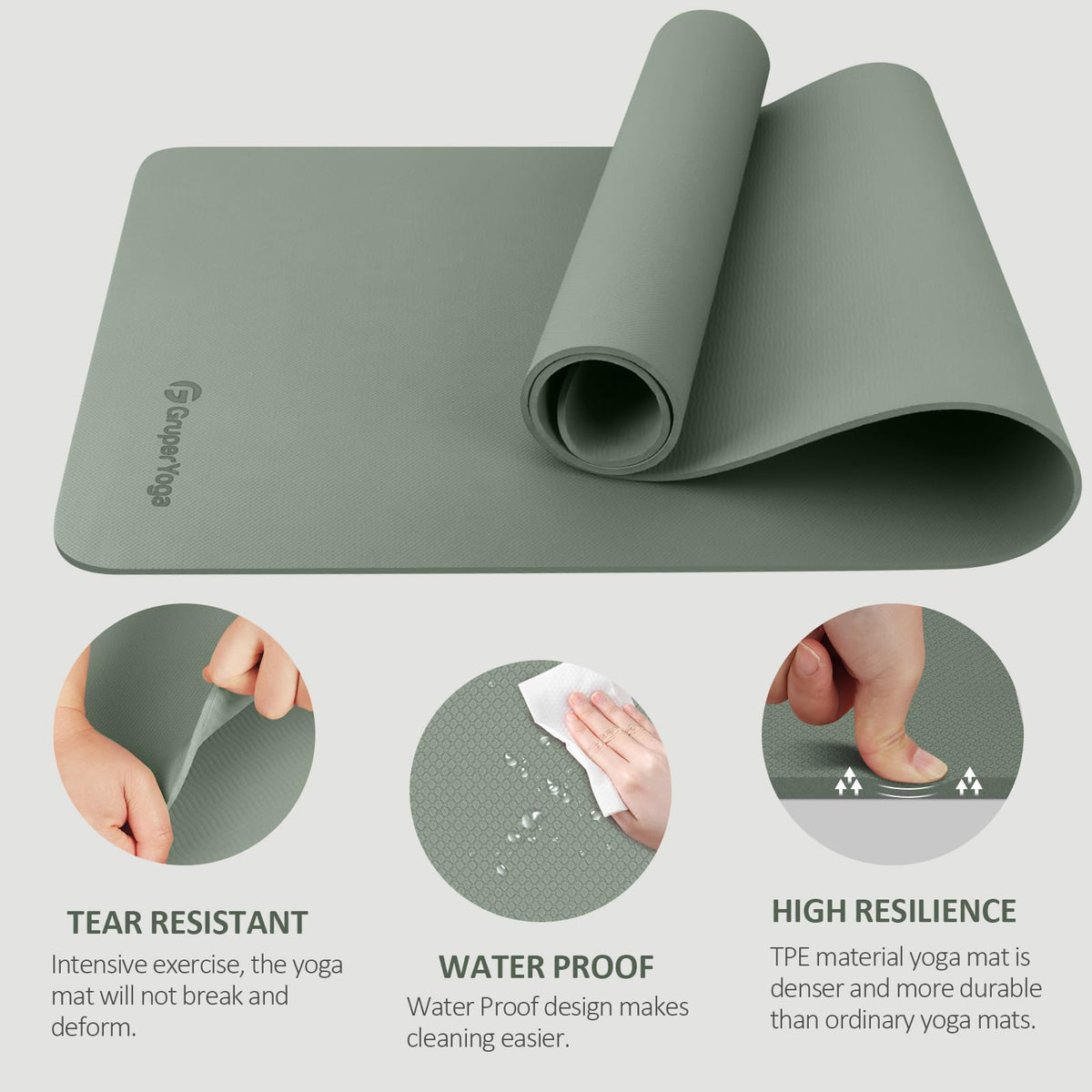 Yoga Mat (Gray / 0.24*24*72 Inches)