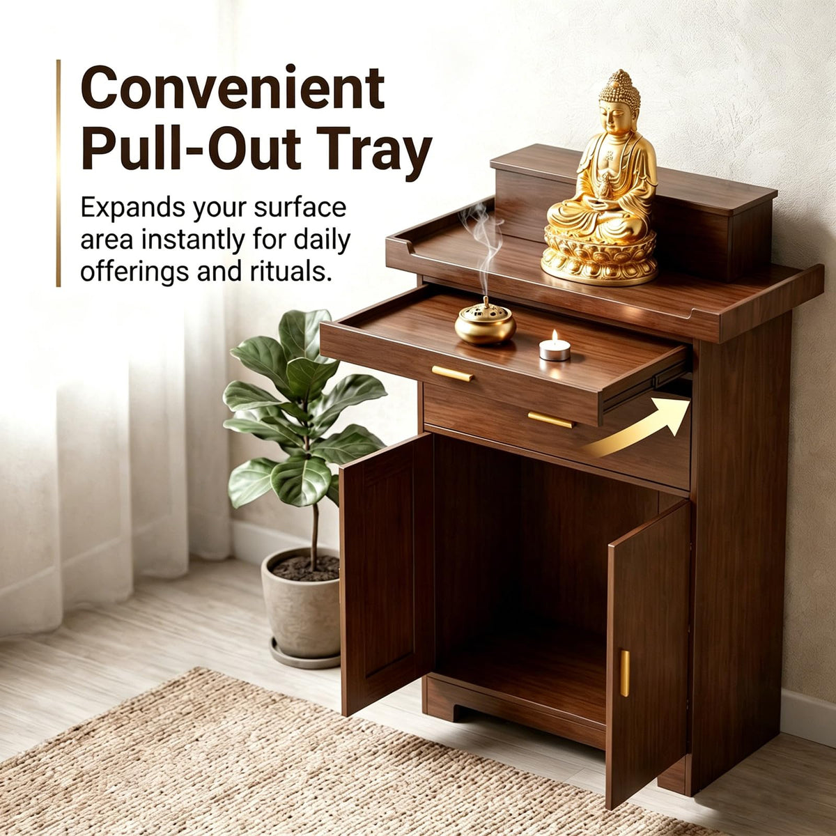 Altar Table with Storage (Walnut / 39.4" (100 cm))