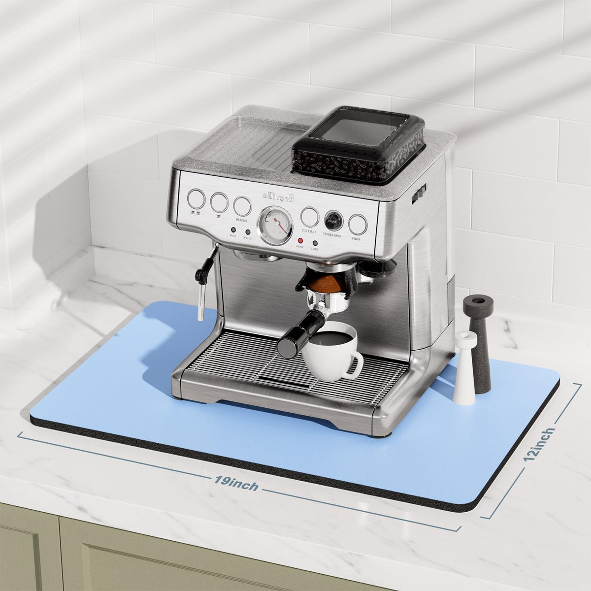 Coffee Mat 12" x 19" Coffee Bar Mats for Espresso Machine Station Accessories and Organizer (A-Sky Blue / 12" x 19")