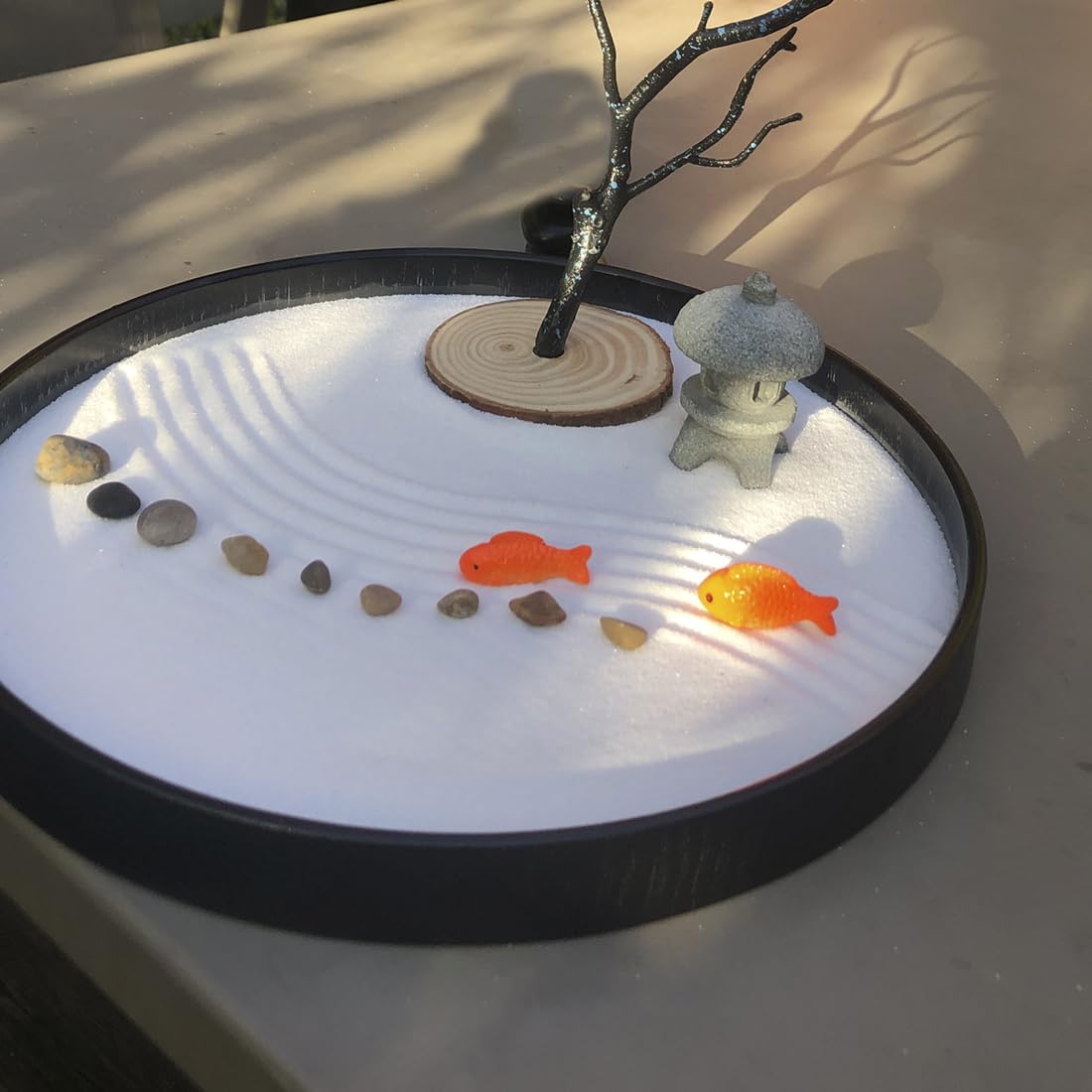 Desktop Zen Garden with Refillable Hourglass and Koi Fish (Zen Garden With Refillable Hourglass)