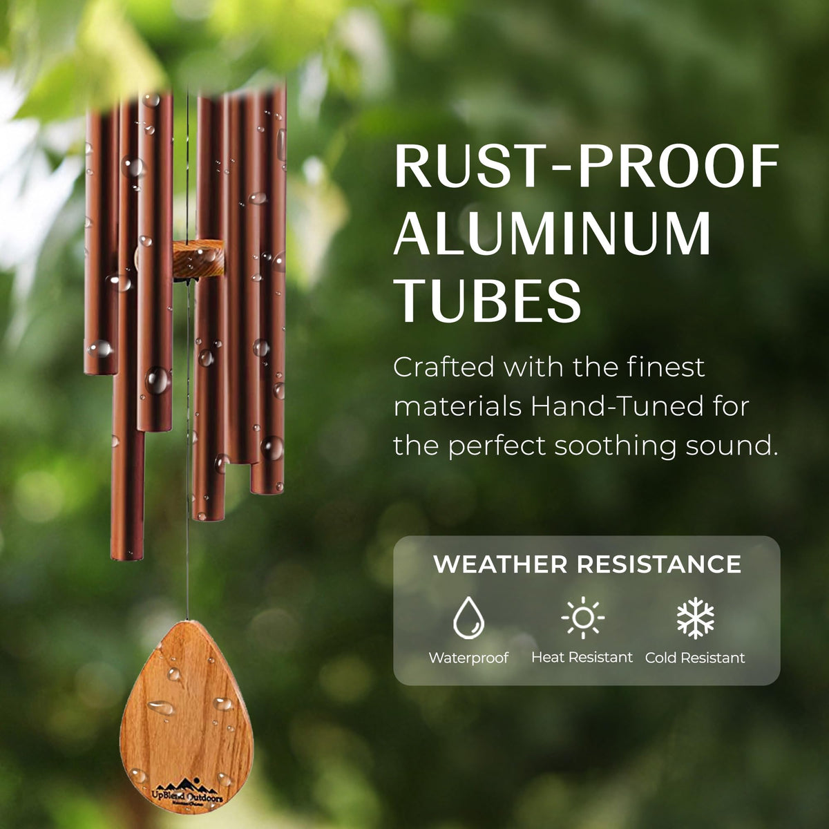 UpBlend 38" Copper Aluminum Wind Chimes for Outside (Copper-red / 38")