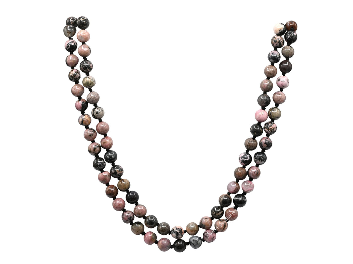 Rhodonite Mala Beads (Rhodonite / Knotted)