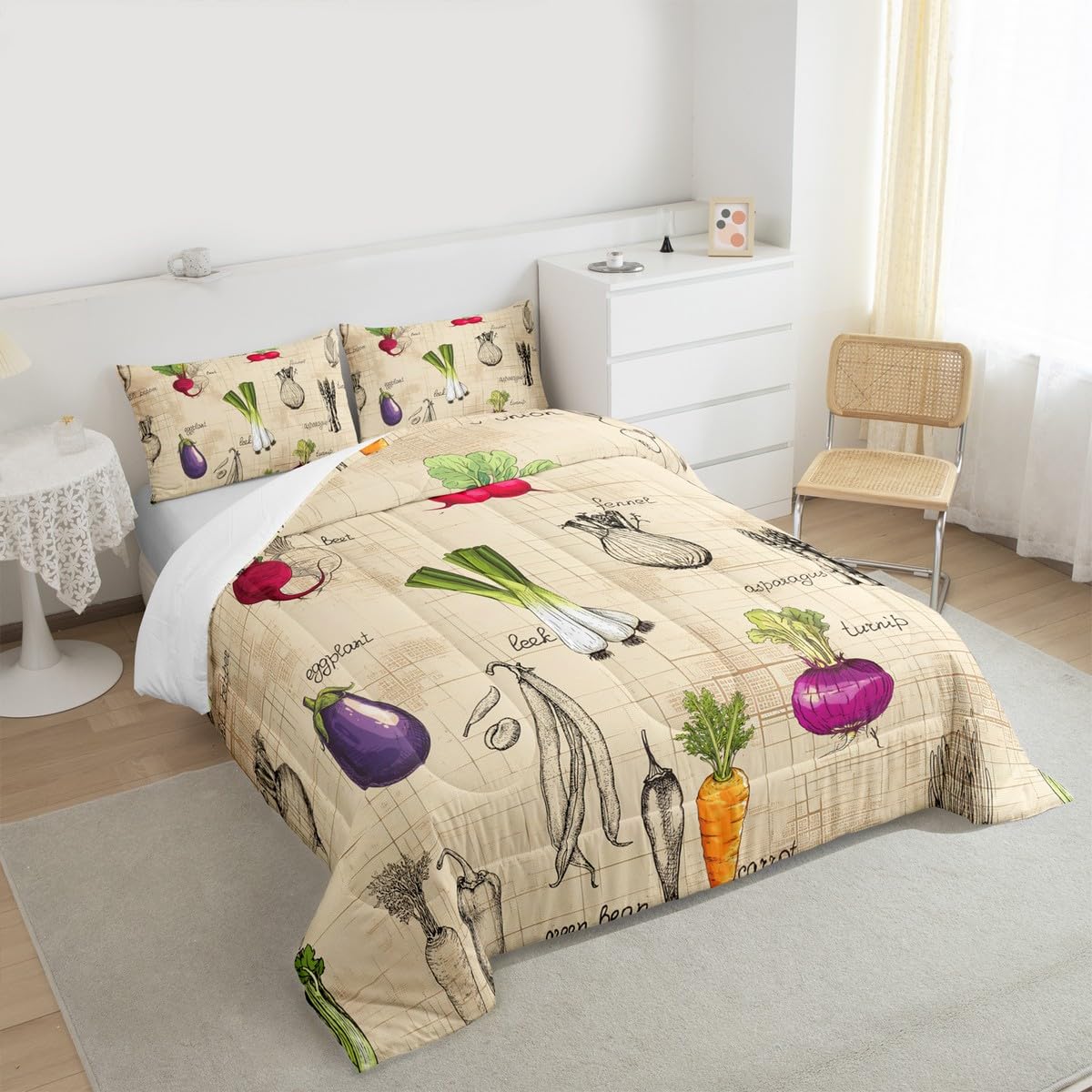 Vegetable Pillowcase Full Size 3 Pieces for Boys Girls Kids Teens (Multi 06 / Full)