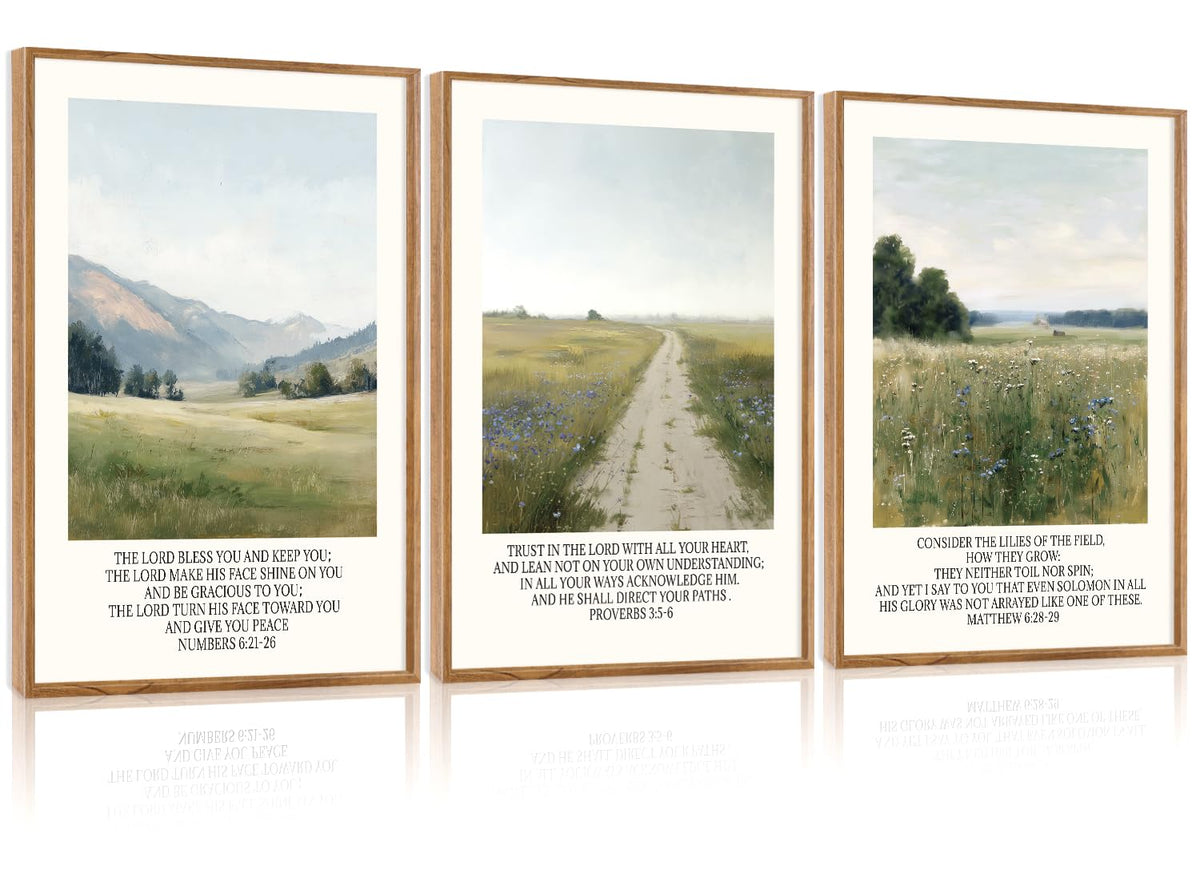 Christian Framed Canvas Wall Art Set Of 3 (Scripture)