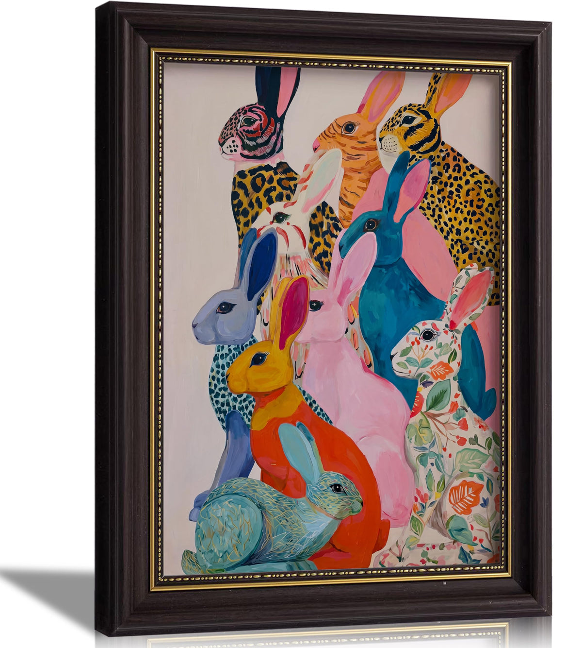 Framed Colorful Rabbit Wall Art (Bunny / 11"L x 9"W)