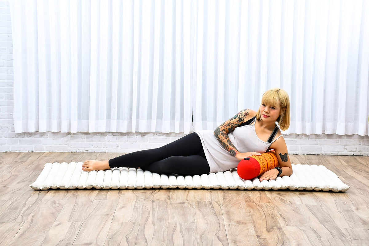 Yoga Bolster 20 x 6 x 6 inches Kapok Roll for Meditation & Massage (Sf02 - Orange)