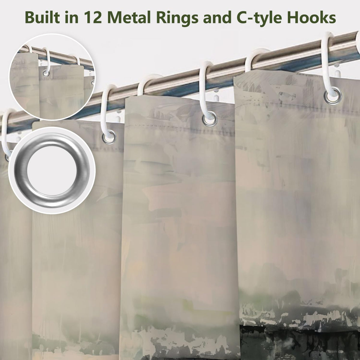Abstract Watercolor Art Shower Curtain with Rings (Abstract Watercolor Art)