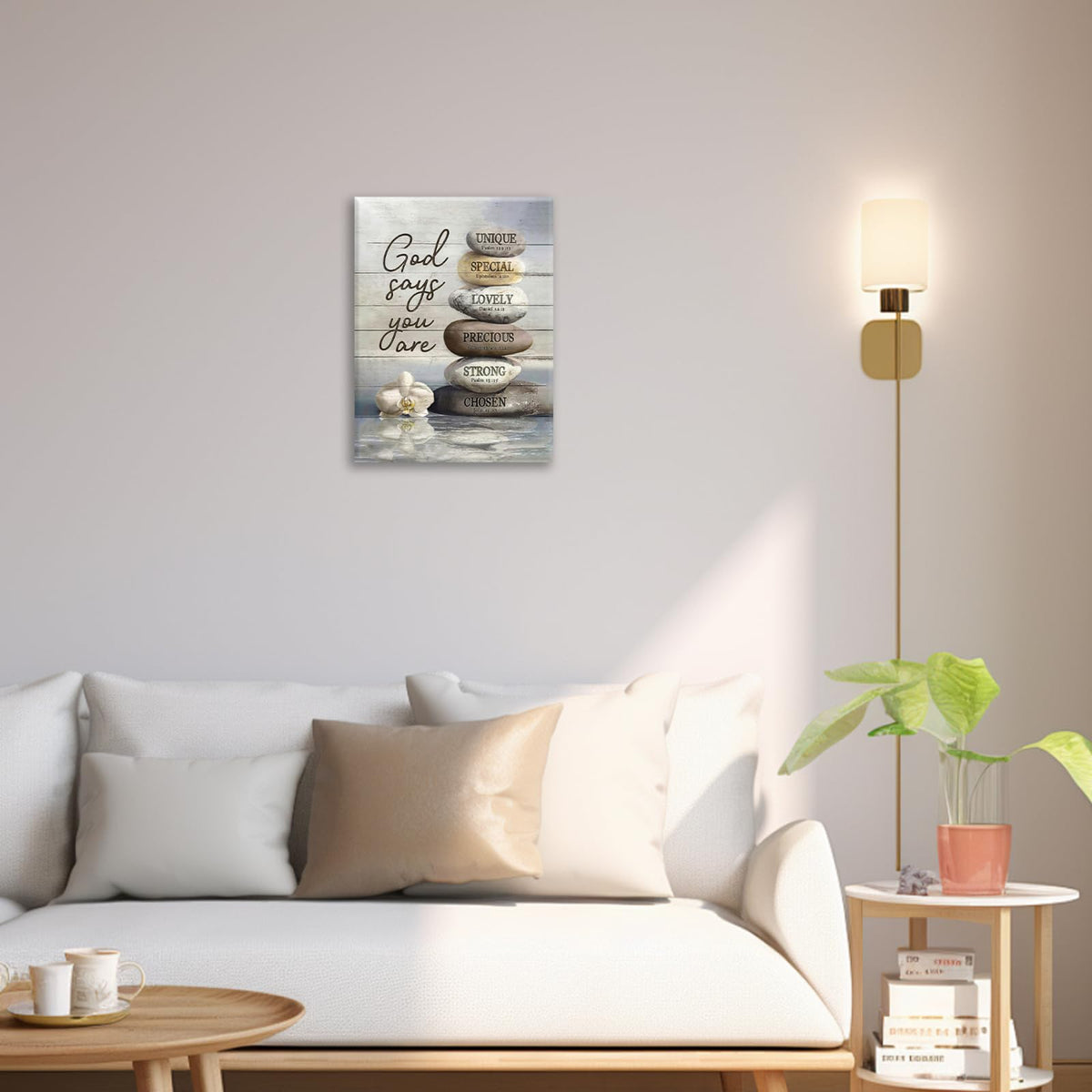 Farmhouse Bathroom Wall Art Rustic Zen Stone Pictures Decor God Says You Are Christian Bible Verse Canvas Country Painting Modern Framed Prints Artwork for Home Bedroom Living Room 20"x24" (20"L x 24"W / Zen Stone)