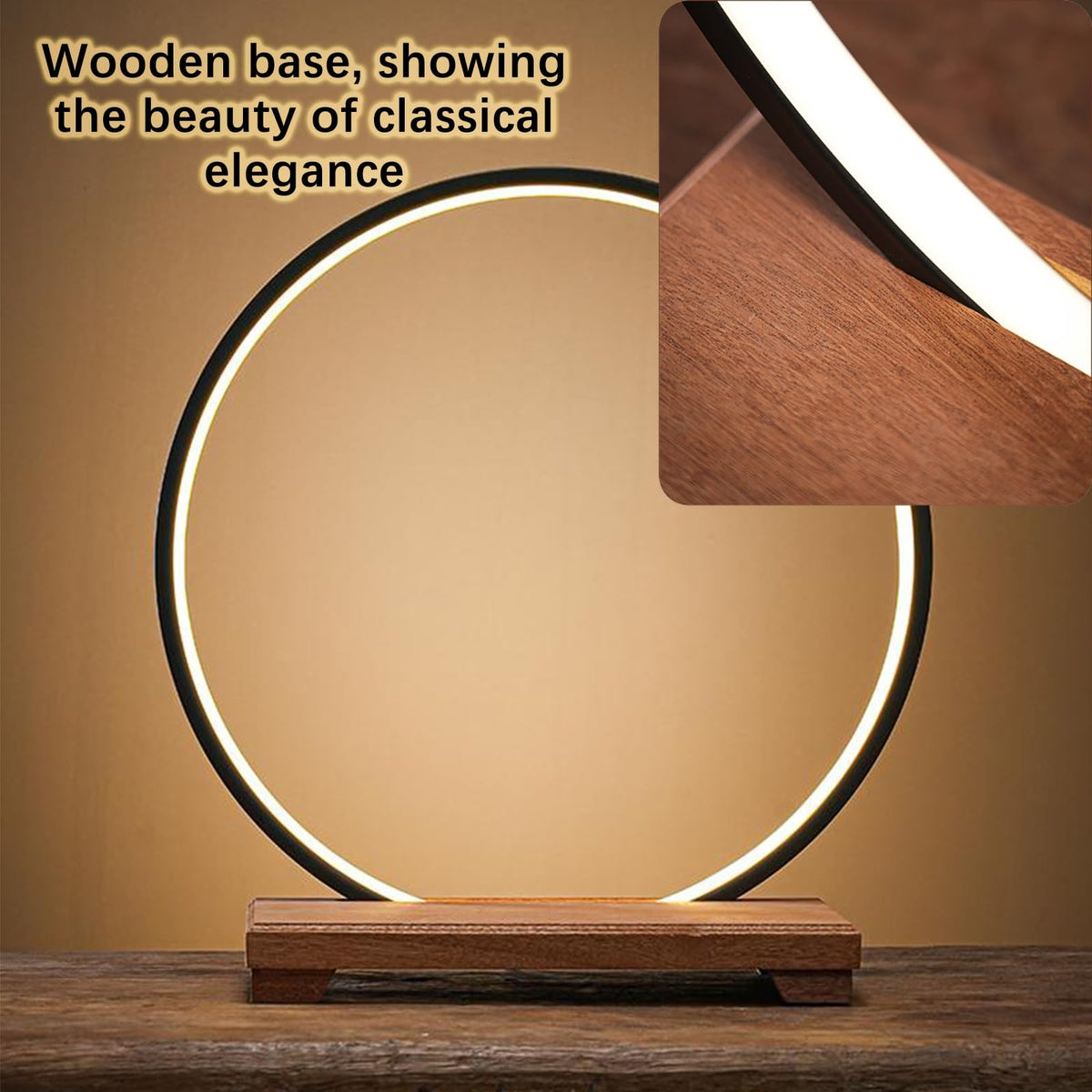 Tabletop Wooden Buddhist Altar Cabinet with LED Lamp Ring (C / 40cm/15.7in)