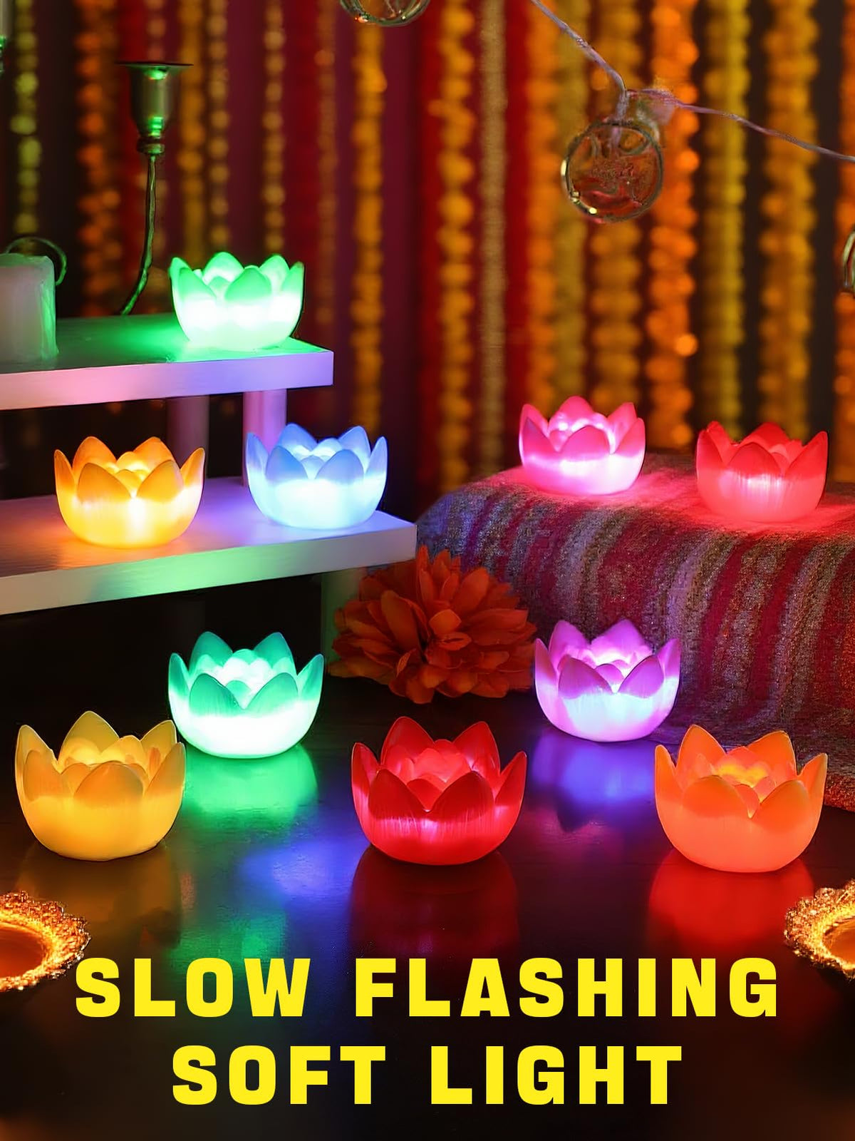 10 pcs Gradient Diwali Decorations Lotus Light