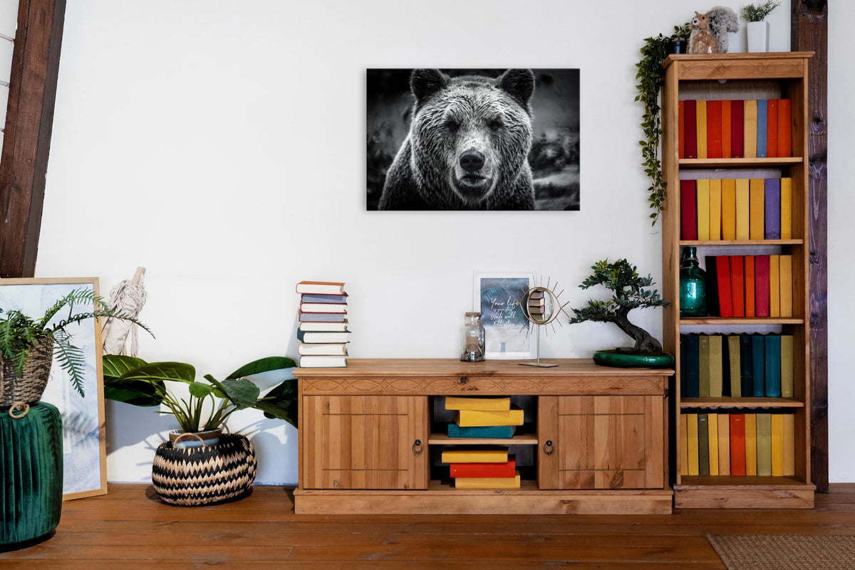 Bear Wall Art Black and White Wildlife Animal Picture Wall Decor Natural Bears Portrait Photo Prints Vintage Beast Painting Poster Safari Artwork for Living Room Bedroom Office Home Decoration 16x24” (24"L x 16"W / BKBEAR)