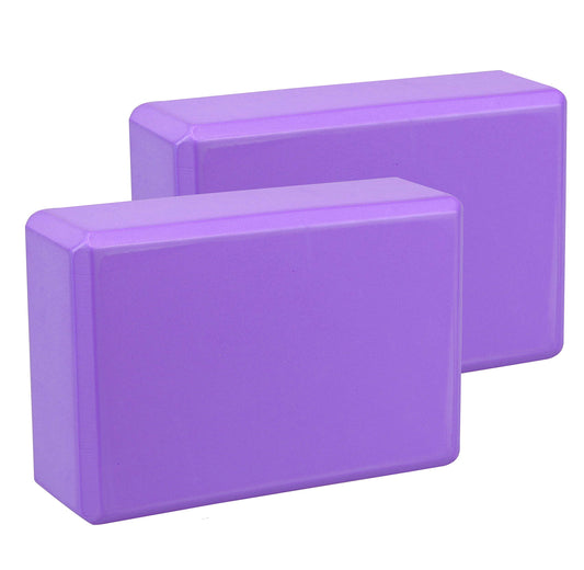 Yoga Blocks 2 Pack EVA Foam Gym Bricks Pilates Stretch Purple (Purple / 9 x 6 x 3 inch)