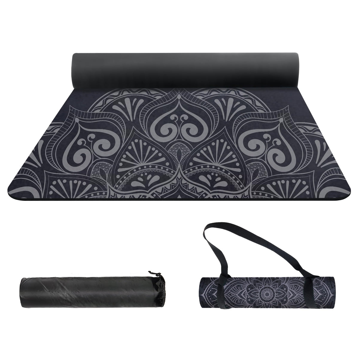 Yoga Mat Print Extra Thick TPE Non Slip Fitness Exercise Mat with Carrying Bag (ManTuoLuo5)