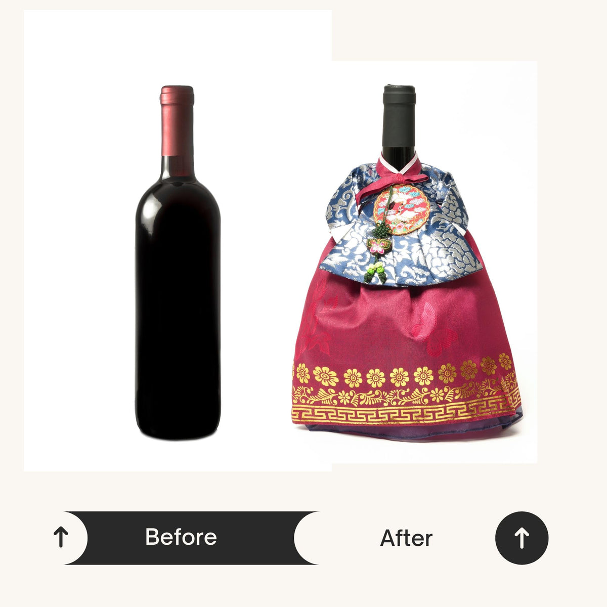 Korean Hanbok Wine Bottle Cover Gift (Queen/Navy)