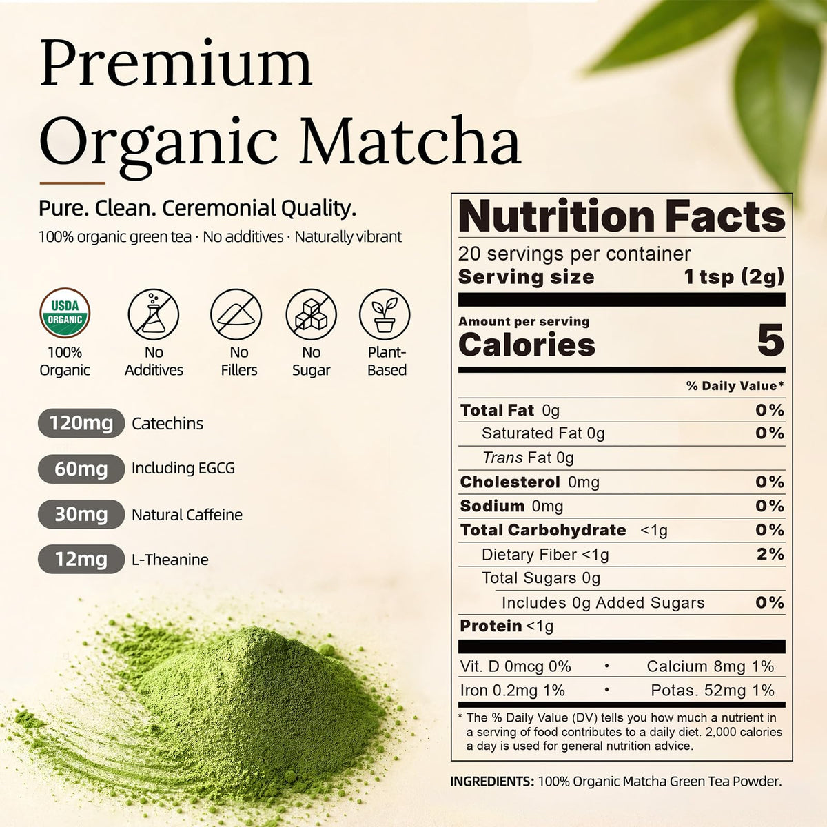 40g 1.4 oz Organic Ceremonial Matcha for Café (1.4oz/40g)