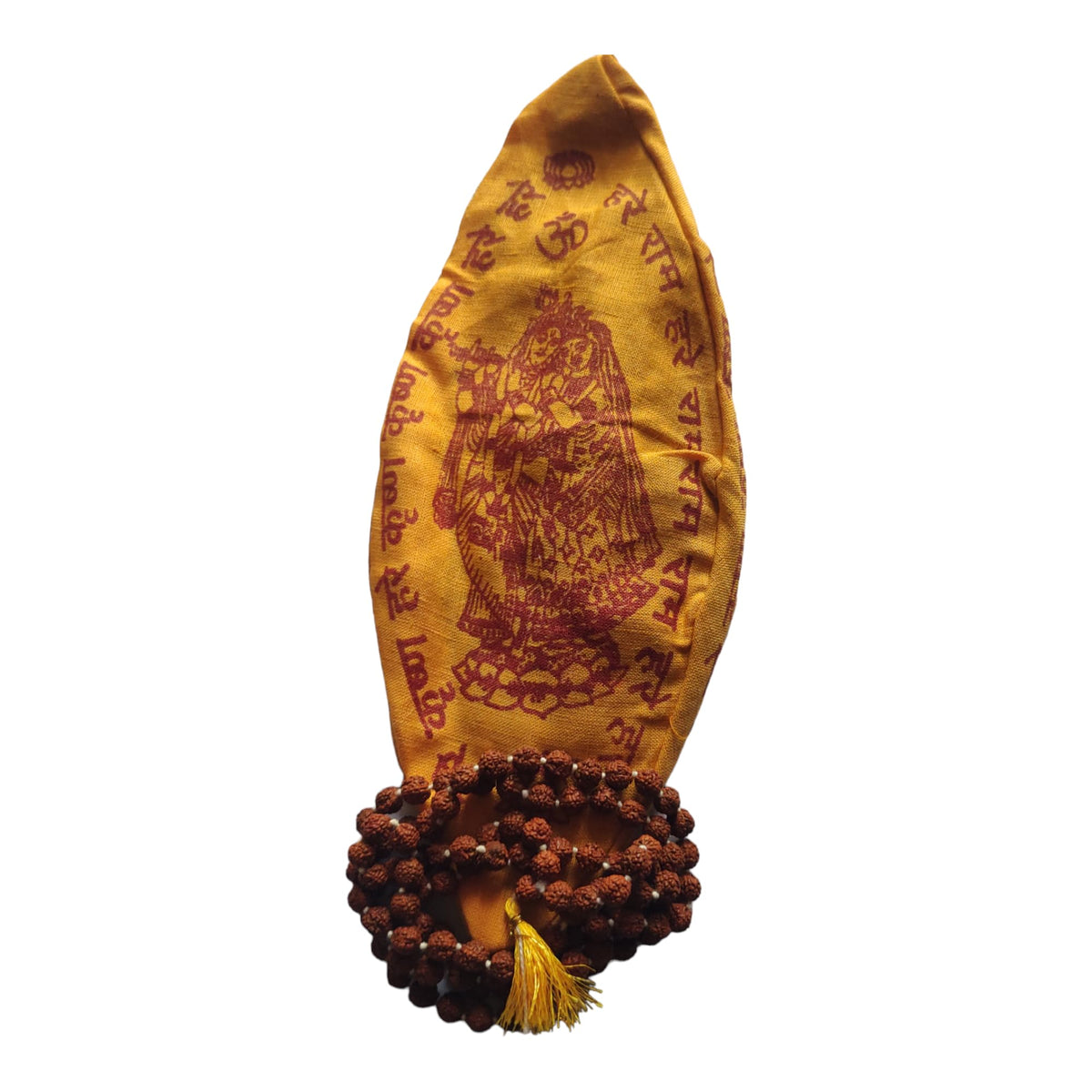 Rudraksha Mala with Gomukhi japa Bag 108 Beads Hare Krishna Mala Puja samagri (Rudraksha Mala 9 MM)