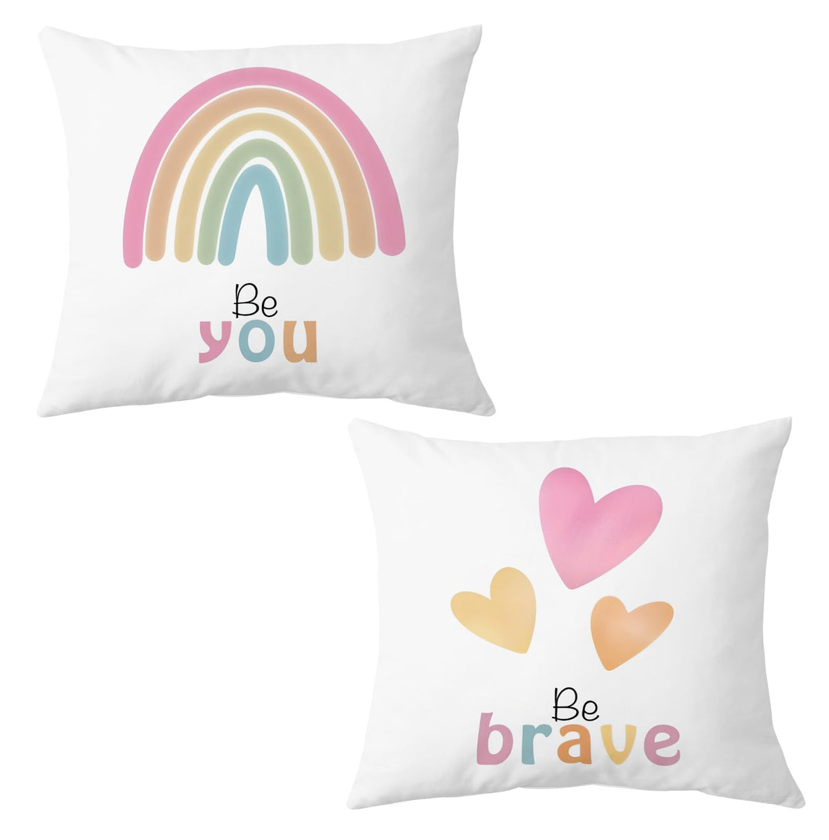 Boho Rainbow Heat Nursery Classroom Throw Pillow Covers 18x18 Set of 2 (Qt-bz-mental Health-boho Rainbow)