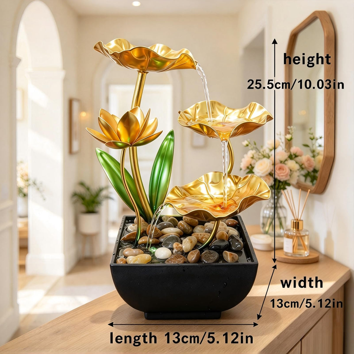11'' H Gold Tabletop Water Fountain (Gold Styl2)