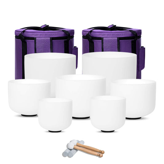 432hz Crystal Singing Bowl 6 (6-12 inch / White set of 7)