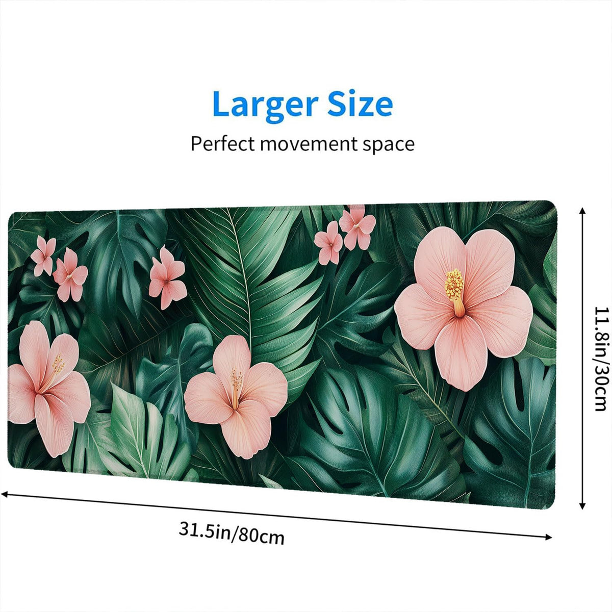 Tropical Leaves Gaming Mouse Pad Desk Pad Flowers Ferns Nature Green Pink Mouse Pad Mousepad Extended Laptop Keyboard Mat Gaming Desk Pad Mouse Mat Office Computer Keyboard Laptop Home 31.5"x11.8" (Extended XX-Large / Tropical Leaves)