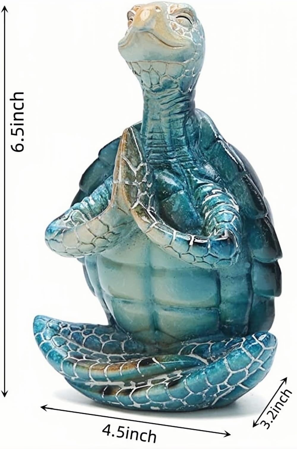 Sea Turtle Meditation Zen Yoga Coastal Beach Resin Statue for Decor (Put the Palm Together)