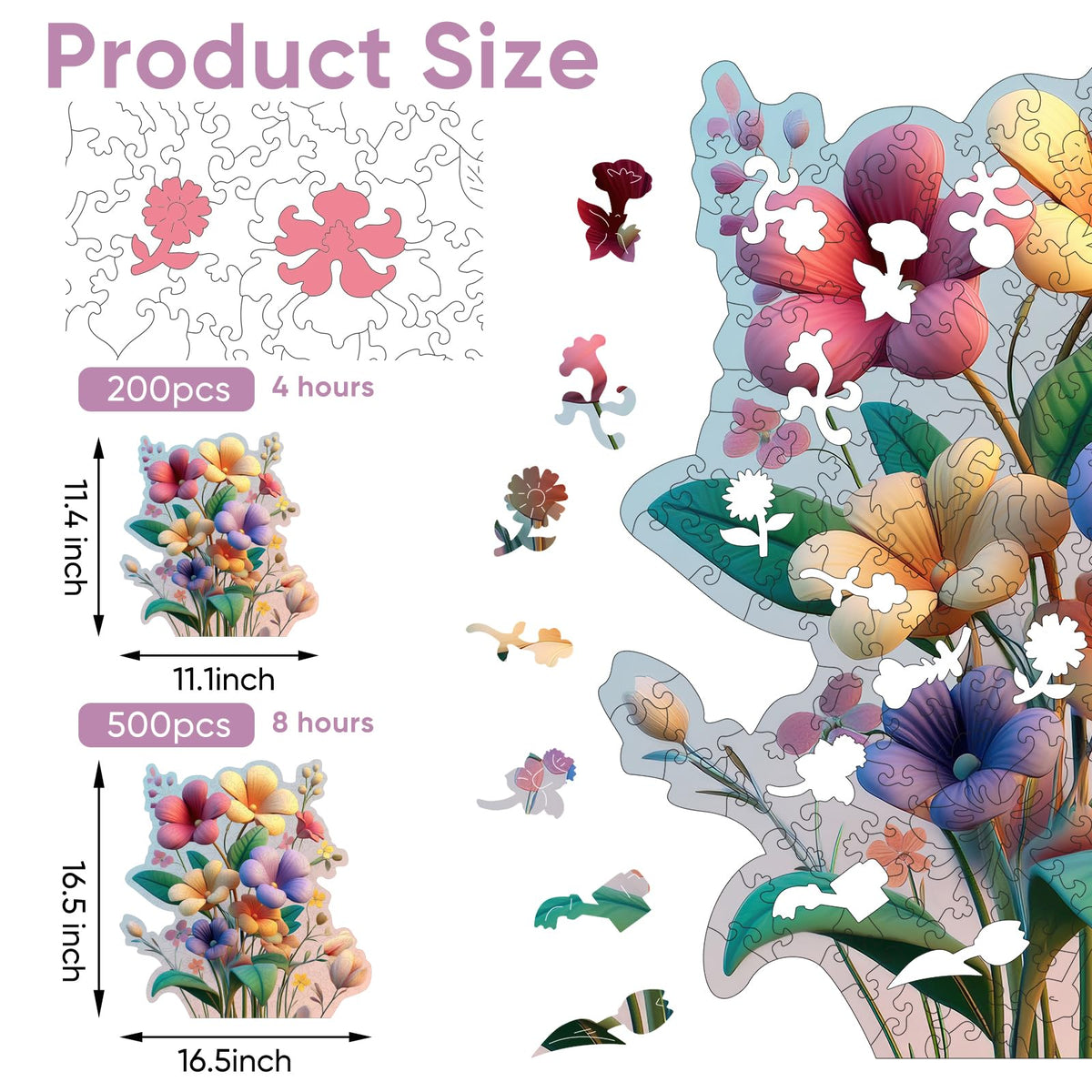 500 piece Puzzles for Adults (Flower Purple / 500 pieces)