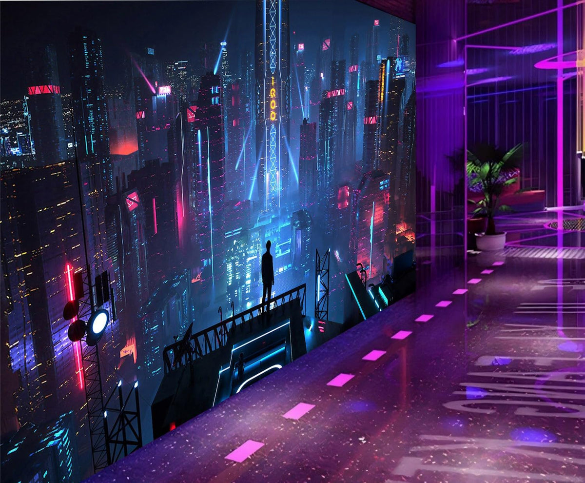 Peel and Stick Wall Mural Wallpaper Night Club 137"×96" Decor K04 (K04 / 137" x 96")