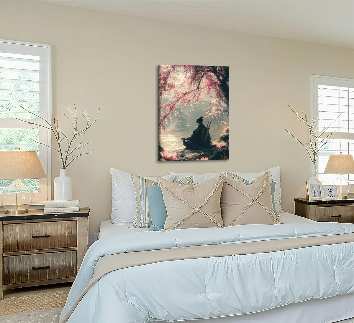 Japanese Sakura Samurai Canvas Wall Art (Sakura Samurai / 36"L x 24"W)
