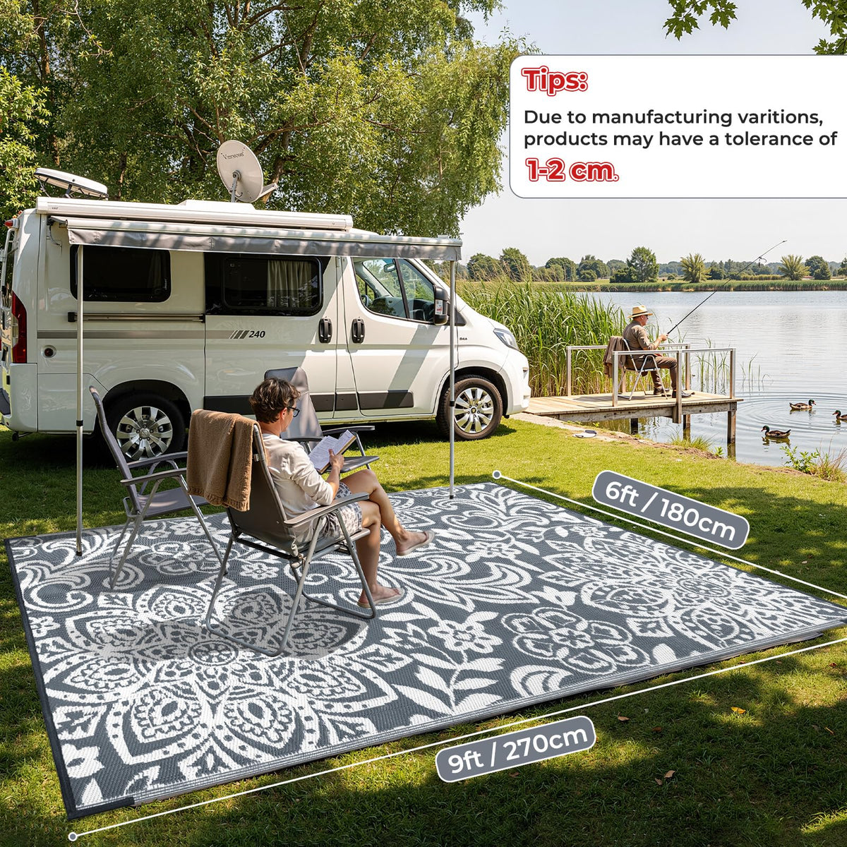 Waterproof Outdoor Rug 6' x 9' (Grey / 6' x 9')