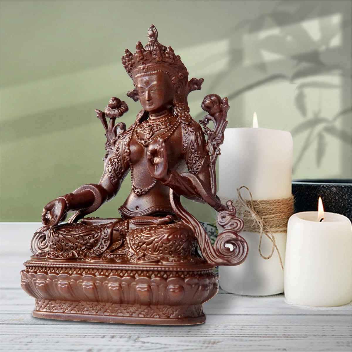 White Tara Buddha Statue Pure Copper Handmade Zen Home Decor (White Tara)