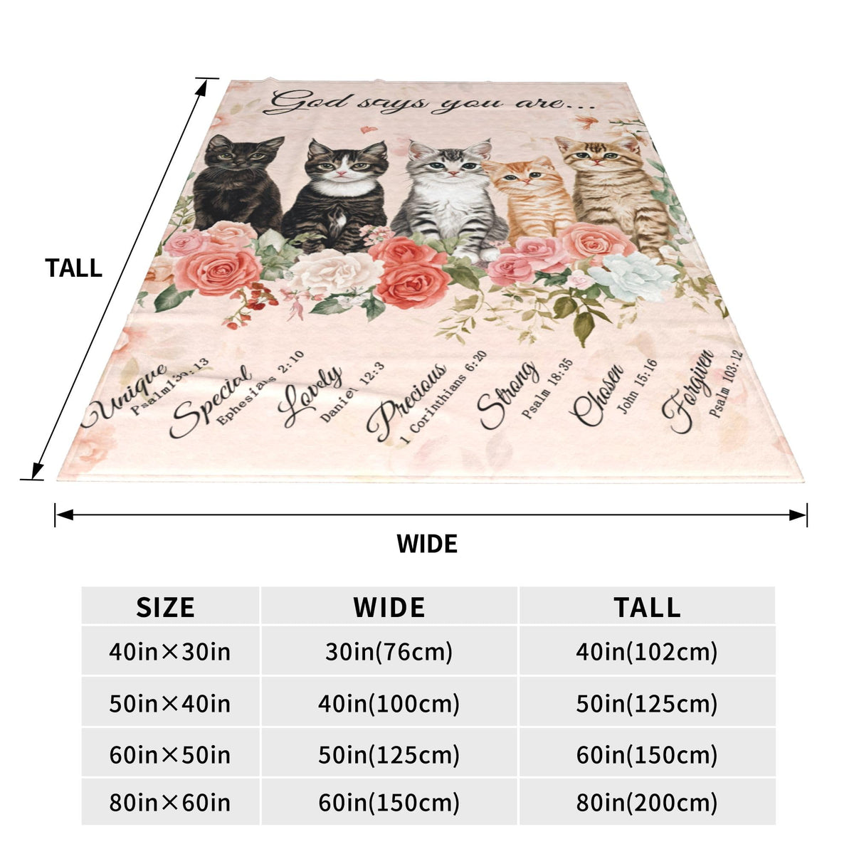 Cat Fleece Throw Blanket Christian Inspirational Gifts Room Decor 30"x40" (Five Cats / 30"X40")