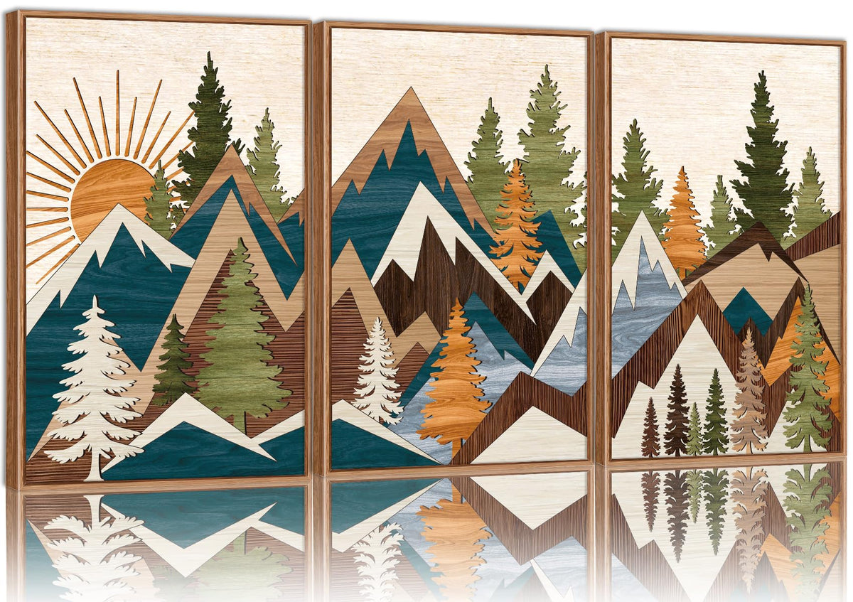 Large Mountain Framed Canvas Wall Art (Sunrise Mountain / 36"L x 24"W)