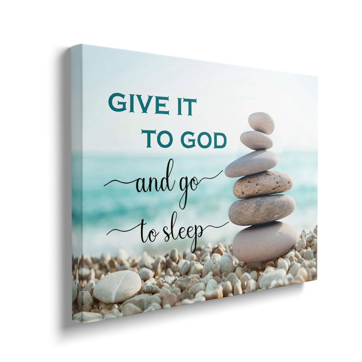 Give It to God and Go to Sleep Sign Canvas Wall Art Framed ArtWork 12"x16" (Stone-Give It to God and Go to Sleep Sign / 16"L x 12"W)