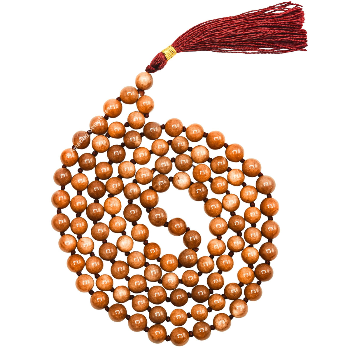 Sunstone Buddhist Prayer Beads Japa Mala with 108 Meditation Beads (Hand Knotted / Sunstone)