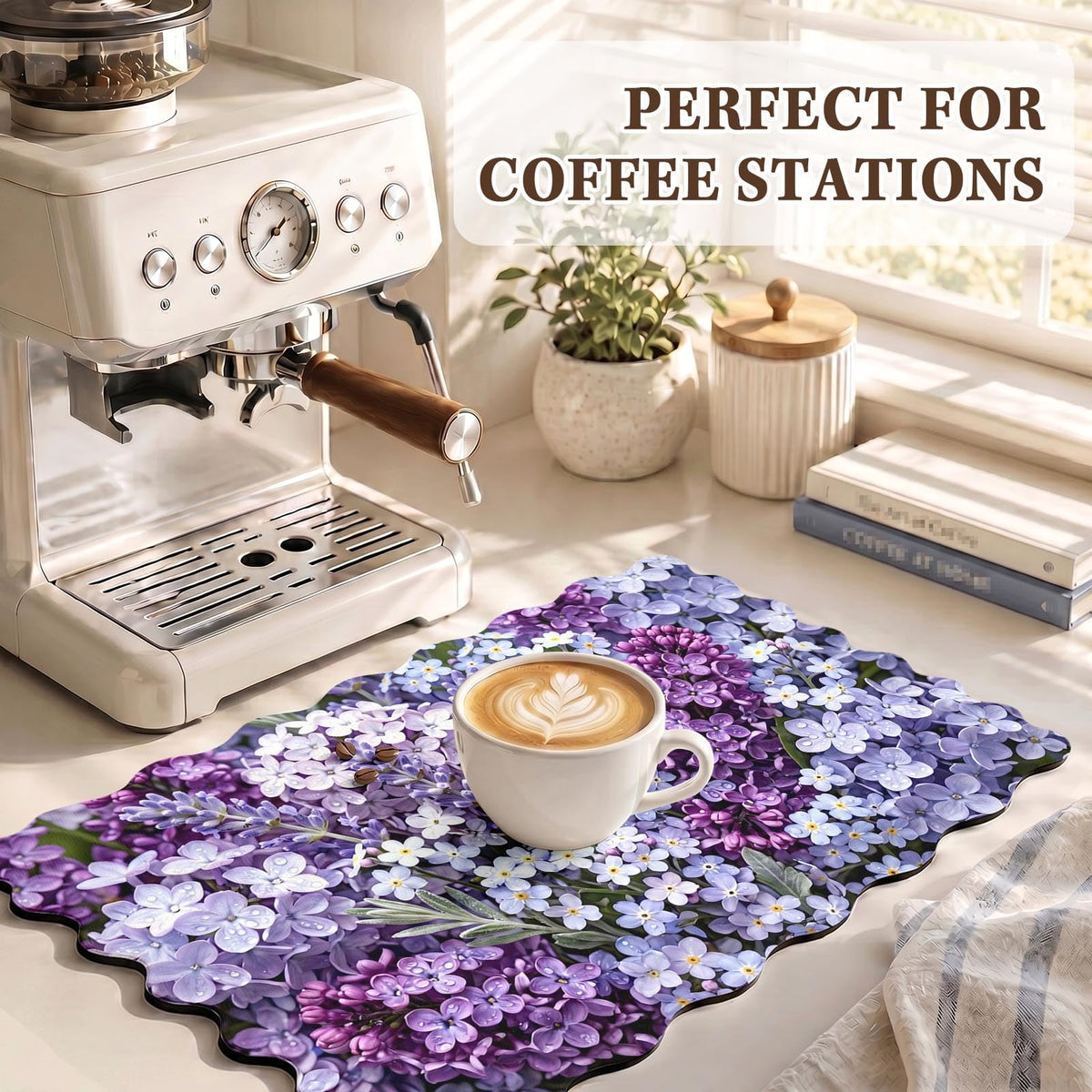 Scalloped Dish Drying Mat 2 (Lavender Lilac / 12x19 inch)